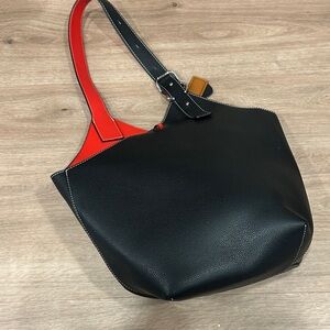 Elegant Black and Red Women's Tote Bag with insert